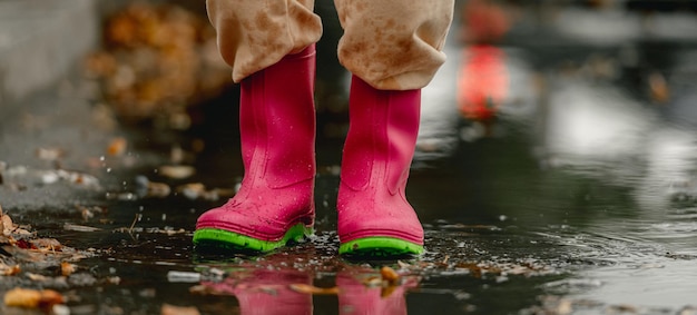 Photo child in rubber boots