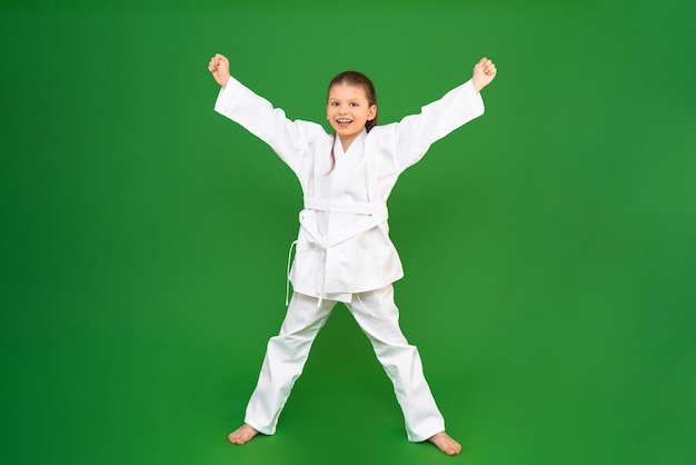 A child in sambo training the girl is preparing for Aikido fights