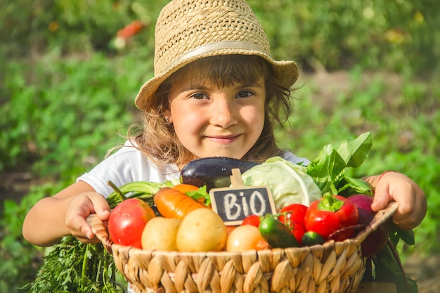 A child in the vegetable garden