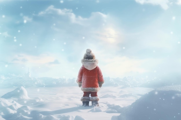 Child in warm winter clothes Generate AI