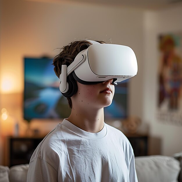 Photo child wearing vr headset