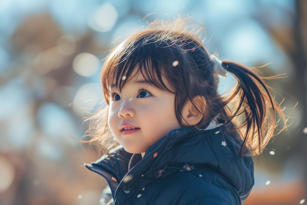 Child With An Adorable Ponytail Playing In Park Radiating Innocence And Playfulness