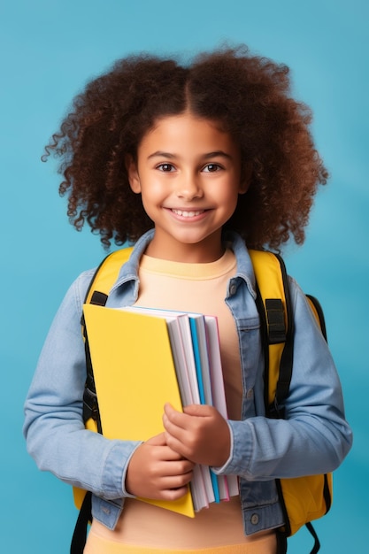 child with backpack and books back to school Generative AI