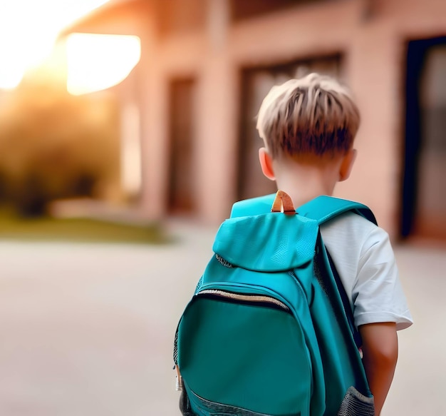 Child with backpack suitable for back to school