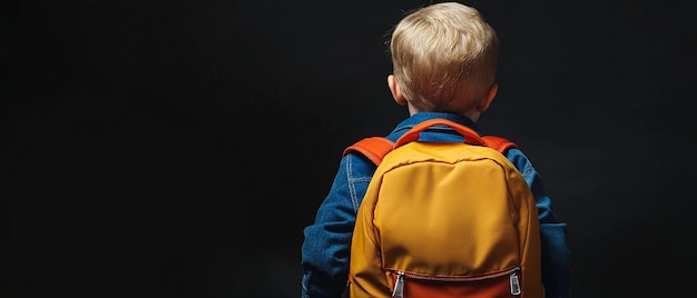 a child with a backpack that says quot the word quot on it