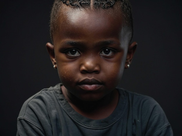 Photo a child with black skin and undercut arms crossed with_2