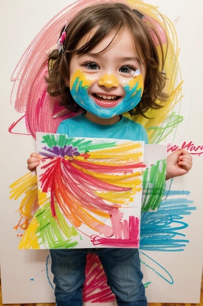 Photo a child with a face painted