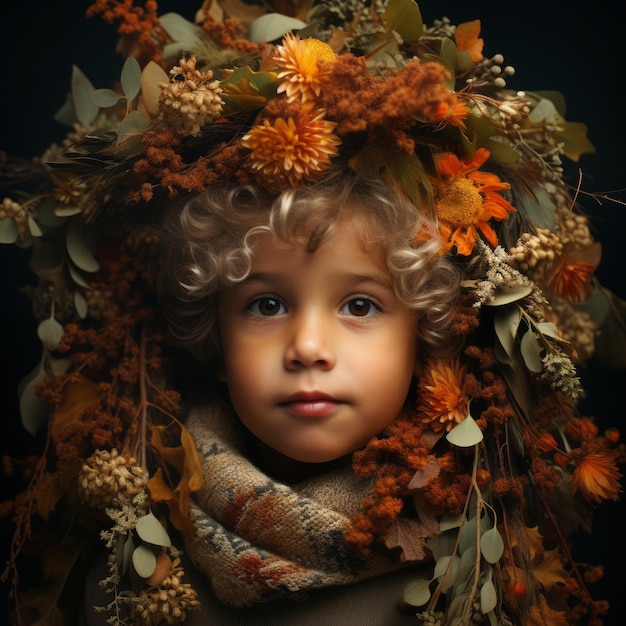 a child with flower crown