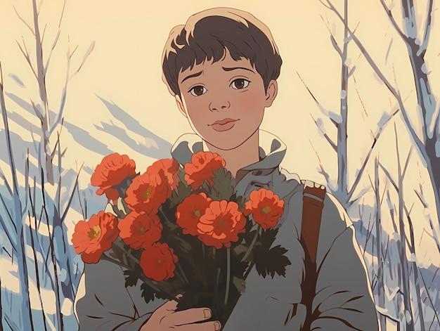 child with flowers