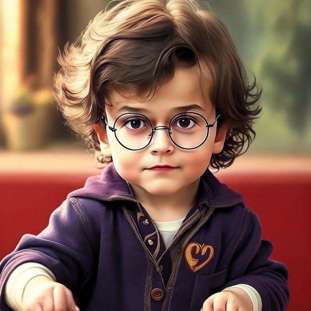 A child with glasses that say'i love you '