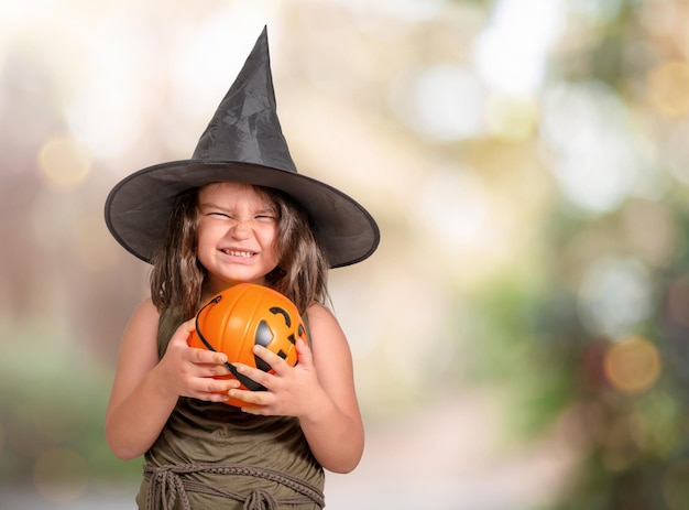 Child with halloween bucket