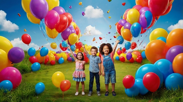 a child with a hat and a backpack is surrounded by balloons and the words quot the little boy quot