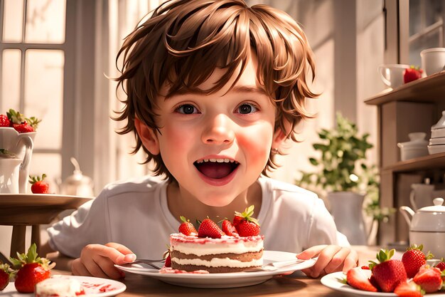 Photo a child with a white shirt that says happy birthday