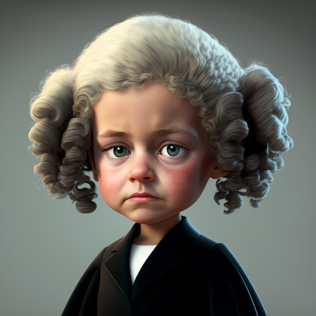 A child with a wig that says'court'on it