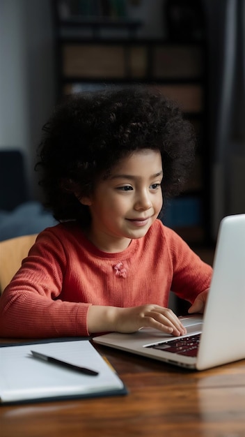 Child working on the laptop