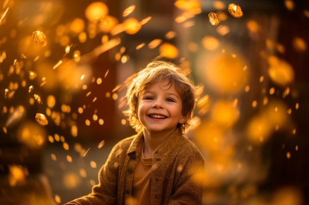 Child in a yellow hat looks up at the sky