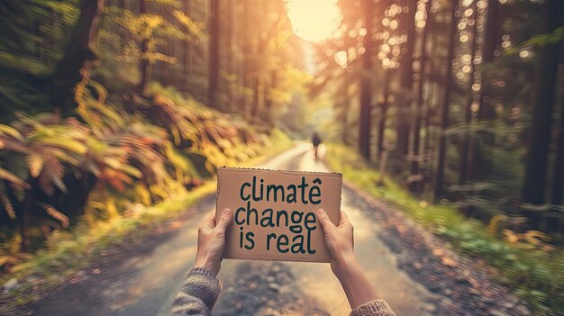 Photo a child in yellow and white mask holds up the sign save our planet against a background of garbage piles plastic waste garages and old cars with a foggy sky