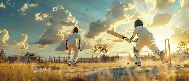 Childhood Joy Playing Cricket in the Playground