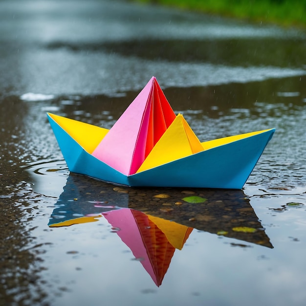 Photo childhood paper boat memories