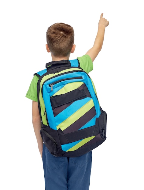 childhood, school, education and people concept - happy smiling student boy with school bag