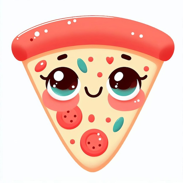 Photo a childish slice of pizza cartoon portrait minimalist colorful illustration cutest portrait