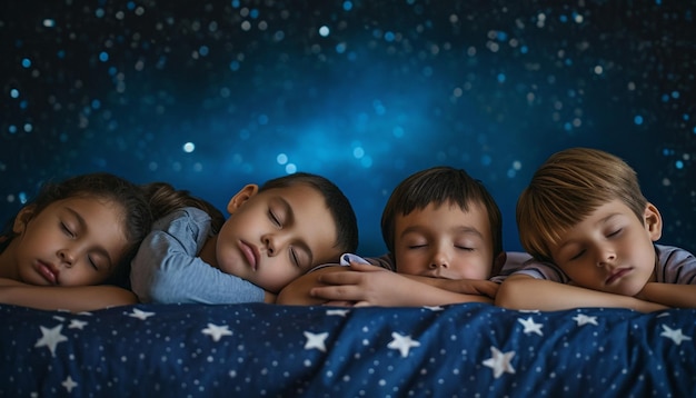 Children Around the World Asleep Under a Starry Sky