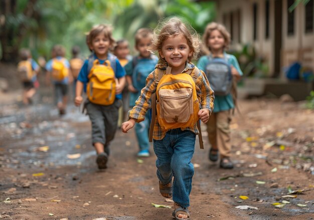 Children Back to School celebrating the new school yea