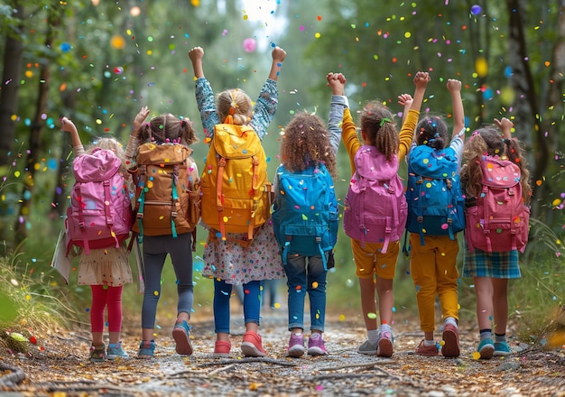 Photo children back to school celebrating the new school yea