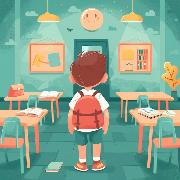 Children Back to School Flat Illustration