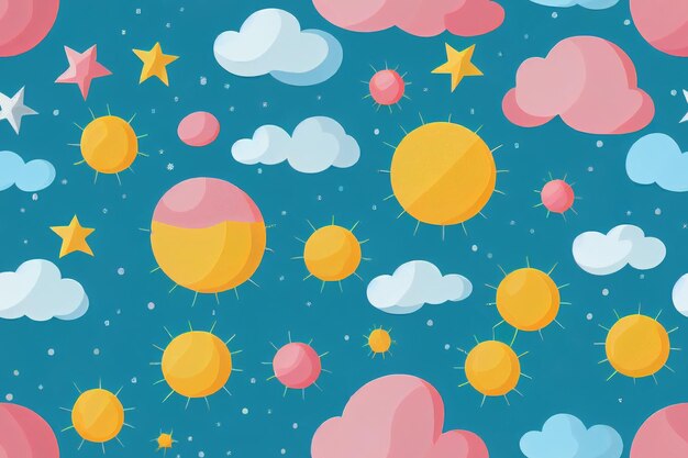 Children cute weather seamless pattern Beautiful decoration Weather design for textile wrapping paper greeting cards or posters