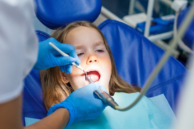 Children in dentist examination