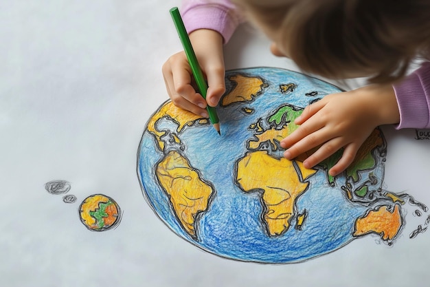 Children draw pictures of the world