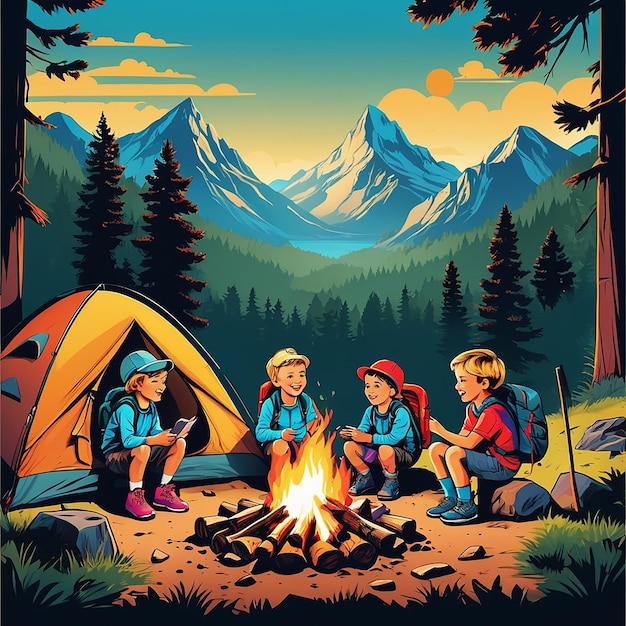 Children enjoying a campfire and going on hikes