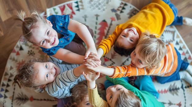 Photo children enjoying happiness and cheerfulness in a multi ethnic group