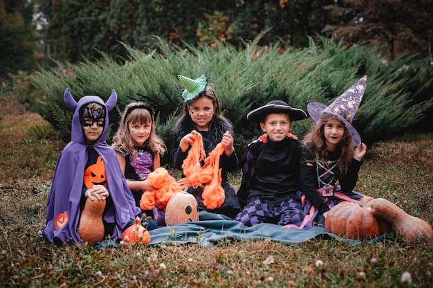 Children in Halloween costumes