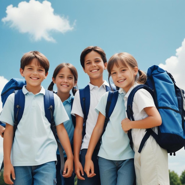 children happily returning to school with excitement and joy back to school