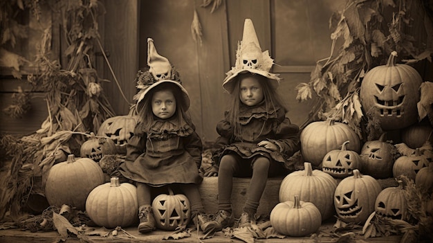 children kids halloween scary vintage photography masks 19th century horror costumes party