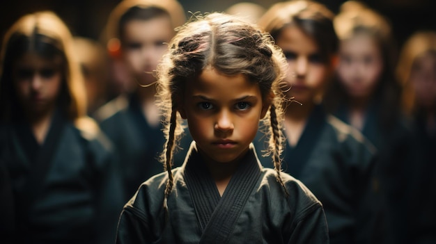 Children in a martial arts class