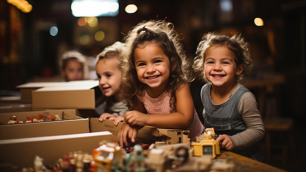 Children Organizing A Toy Drive Less Background