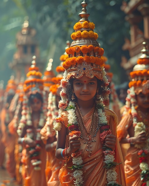 Children Participating In Rath Yatra Carrying Wallpaper