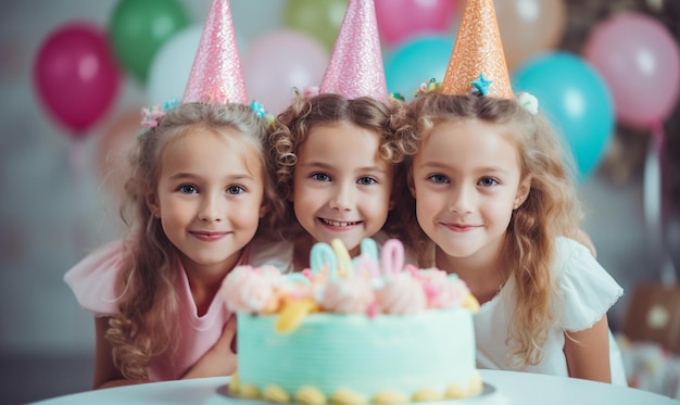 Children on Party decorated with baloons in Festive pastel theme