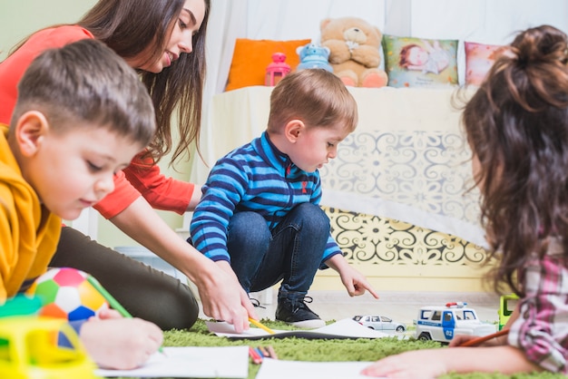 Children playing on floor 