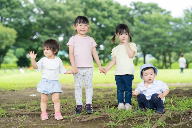 Children playing freely in the park