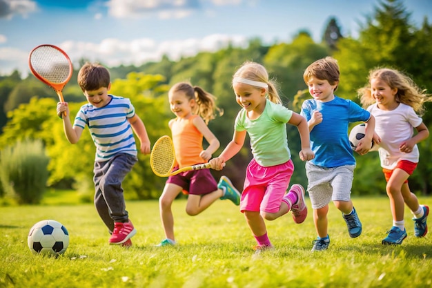 Children playing outdoor sports