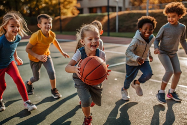 Photo children playing outdoor sports