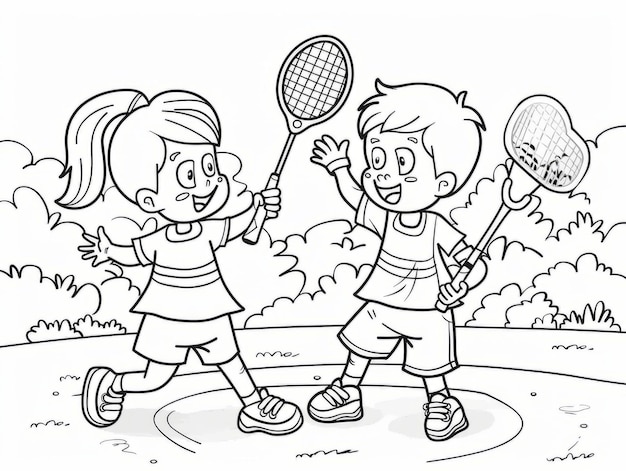 Photo children playing sports colouring pages for kids preschoolers educationalchildren learning