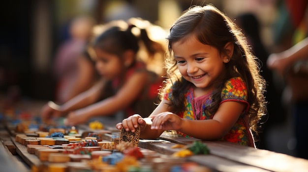 Children Playing Traditional Mexican Games Such Background