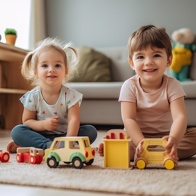 children playing with their toys