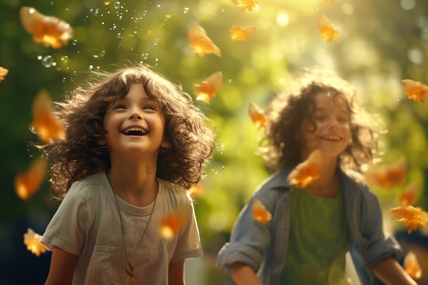 Children playing with water balloons the Generative ai