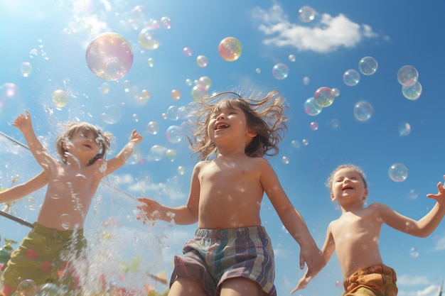 Children playing with water balloons the Generative ai